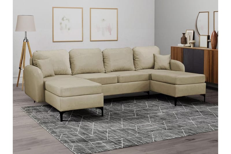 Knocklong 4-sits Hörnbäddsoffa beige - Möbler - Soffa - Bäddsoffa