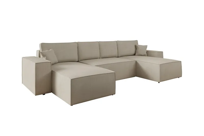 Knocklong 4-sits Hörnbäddsoffa, Ljusbrun