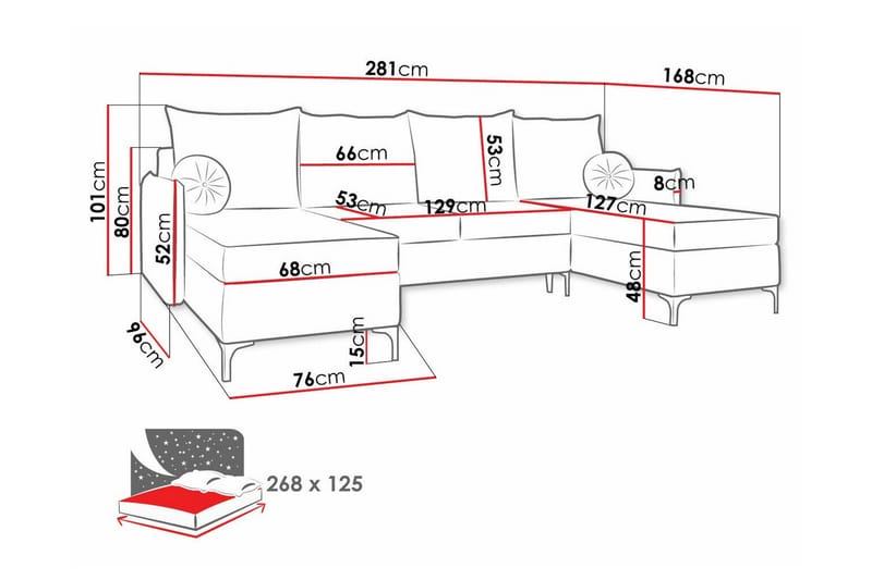 Knocklong 4-sits Hörnbäddsoffa - Mörkgrå - Möbler - Soffa - Bäddsoffa