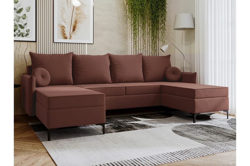 Knocklong 4-sits Hörnbäddsoffa - Rosa - Möbler - Soffa - Bäddsoffa