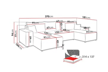 Knocklong 4-sits Hörnbäddsoffa - Svart - Möbler - Soffa - Bäddsoffa