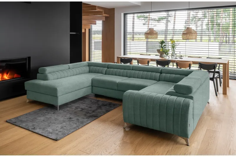 Kotori Hörnbäddsoffa m. Schäslong - Ljusgrön - Möbler - Soffa - Bäddsoffa