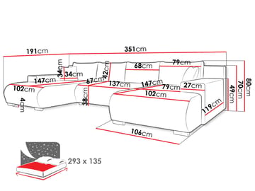 Krysen 4-sits Bäddsoffa med dubbeldivan - beige - Möbler - Soffa - Bäddsoffa