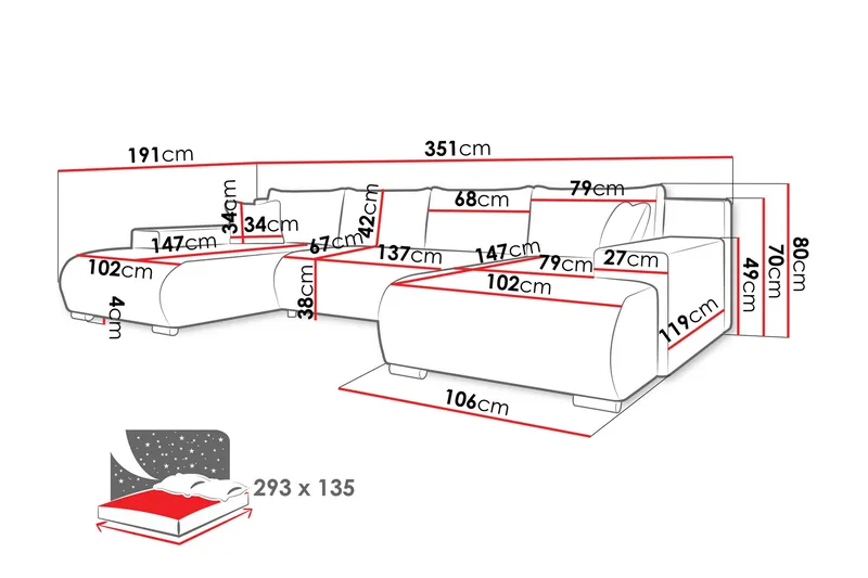 Krysen Bäddsoffa Dubbeldivan 4-sits - Blå - M öbler - Soffa - Bäddsoffa