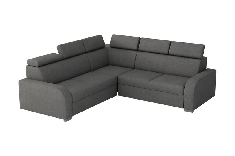 Lavona 4-sits L-formad Bäddsoffa 130x190 cm Bäddbar med Förvaring i Tyg, Grå