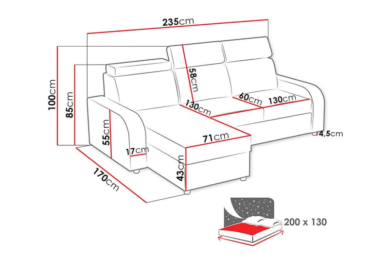 Lavona Divansoffa Vändbar - Brun - Möbler - Soffa - Bäddsoffa