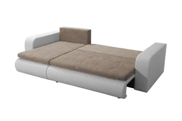 Lecanto 3-sits Bäddsoffa med Divan - Konstläder/Grå/Vit - Möbler - Soffa - Bäddsoffa