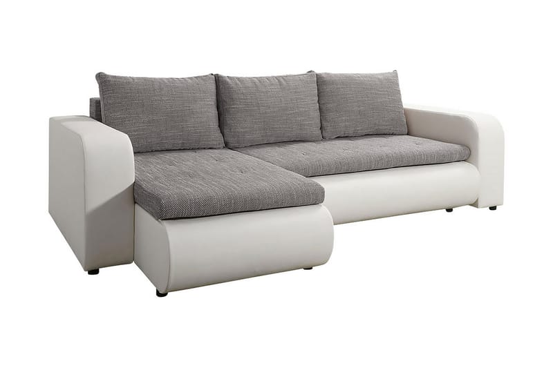 Lecanto 3-sits Bäddsoffa med Divan - Konstläder/Grå/Vit - Möbler - Soffa - Bäddsoffa