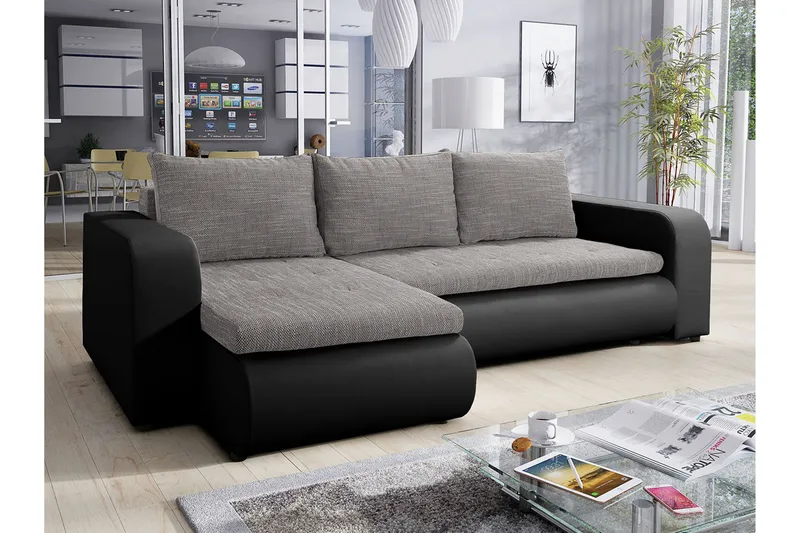 Lecanto Hörnbäddsoffa - Grå - Möbler - Soffa - Bäddsoffa