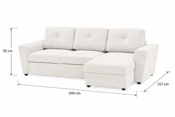 Leia 3-sits vändbar Bäddsoffa med divan och förvaring - Beige - Möbler - Soffa - Bäddsoffa