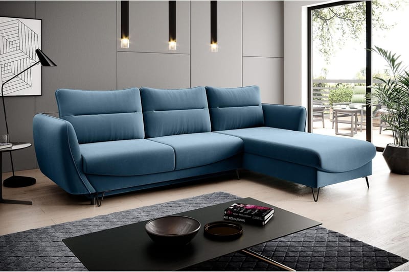 Lence Bäddsoffa m. Divan Förvaring - Blå - Möbler - Soffa - Bäddsoffa