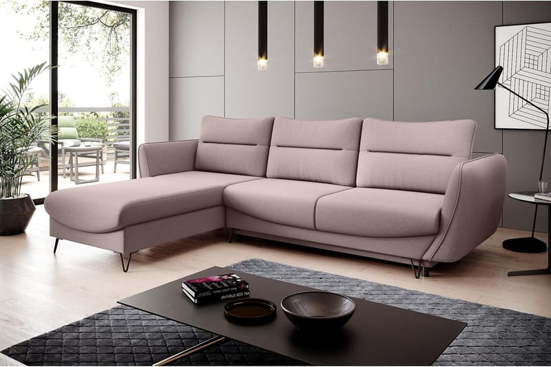 Lence Bäddsoffa m. Divan Förvaring - Ljusrosa - Möbler - Soffa - Bäddsoffa