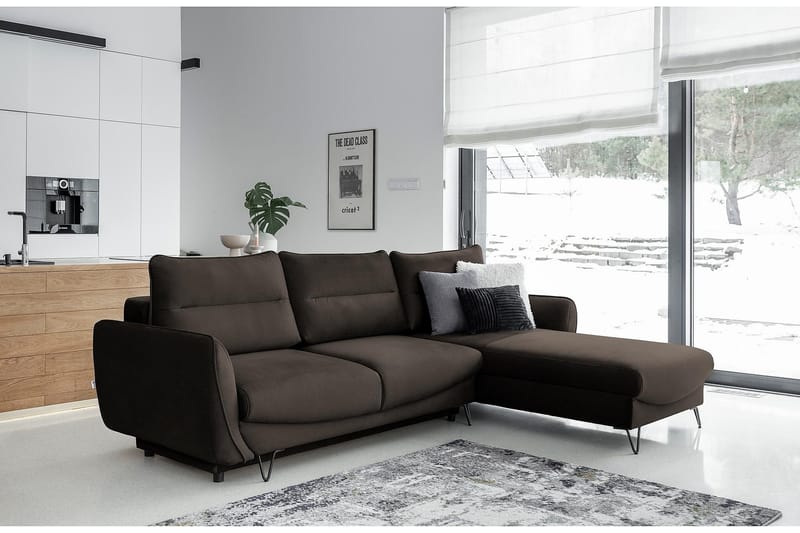 Lence Bäddsoffa m. Divan Förvaring - Mörkbrun - Möbler - Soffa - Bäddsoffa