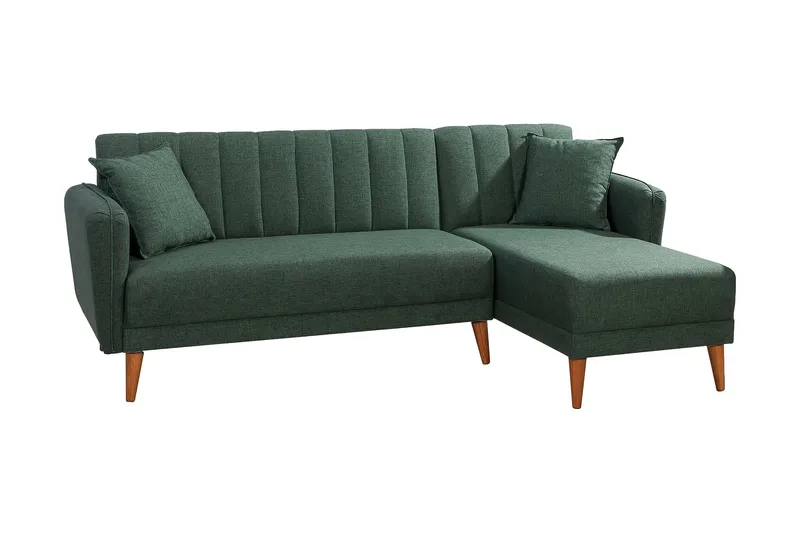Lepinas Bäddsoffa med Divan Höger, Mörkgrön/Natur