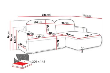 Lifeina Bäddsoffa m. Divan 2-sits - Rosa - Möbler - Soffa - Bäddsoffa