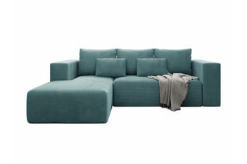 Listowel 3-sits Vänster Hörnbäddsoffa 121x205 cm med Förvaring i Manchester - Turkos - Möbler - Soffa - Bäddsoffa
