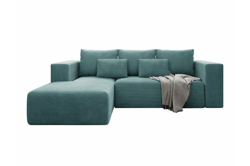 Listowel 3-sits Vänster Hörnbäddsoffa 121x205 cm med Förvaring i Manchester, Turkos