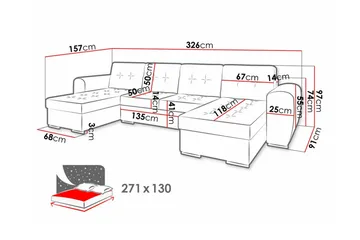 Listowel 4-sits Hörnbäddsoffa - Beige - Möbler - Soffa - Bäddsoffa