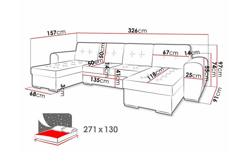 Listowel 4-sits Hörnbäddsoffa - Möbler - Soffa - Bäddsoffa