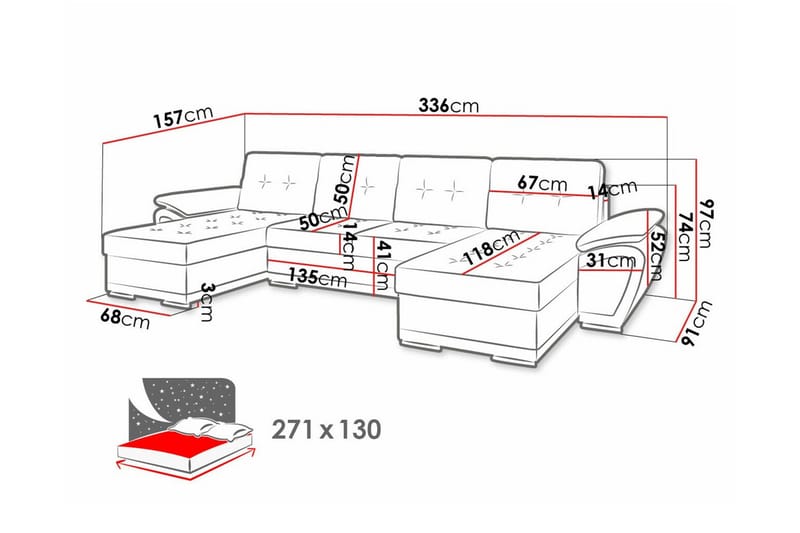 Listowel 4-sits Hörnbäddsoffa - Möbler - Soffa - Bäddsoffa