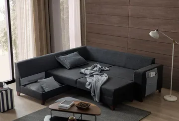 Loftia Hörnsoffa-bäddsoffa 230x90x150 cm - Antracitgrå - Möbler - Soffa - Bäddsoffa