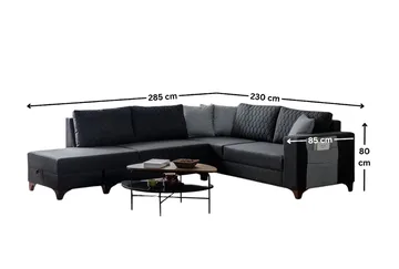 Loftia Hörnsoffa-bäddsoffa 230x90x150 cm - Antracitgrå - Möbler - Soffa - Bäddsoffa