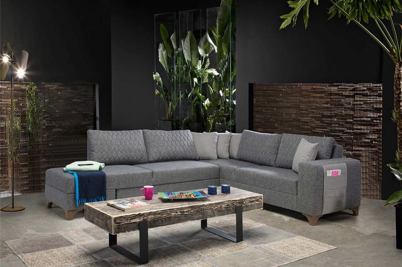 Loftia Hörnsoffa-bäddsoffa 230x90x150 cm - Grå - Möbler - Soffa - Bäddsoffa