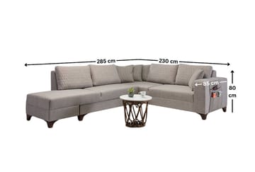 Loftia Hörnsoffa-bäddsoffa 230x90x150 cm - Kräm - Möbler - Soffa - Bäddsoffa