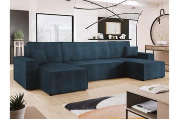 Magston 4-sits Hörnbäddsoffa 130x266 cm med Förvaring i Manchestertyg - Blå - Möbler - Soffa - Bäddsoffa