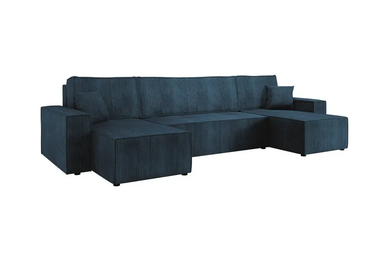 Magston 4-sits Hörnbäddsoffa 130x266 cm med Förvaring i Manchestertyg - Blå - Möbler - Soffa - Bäddsoffa