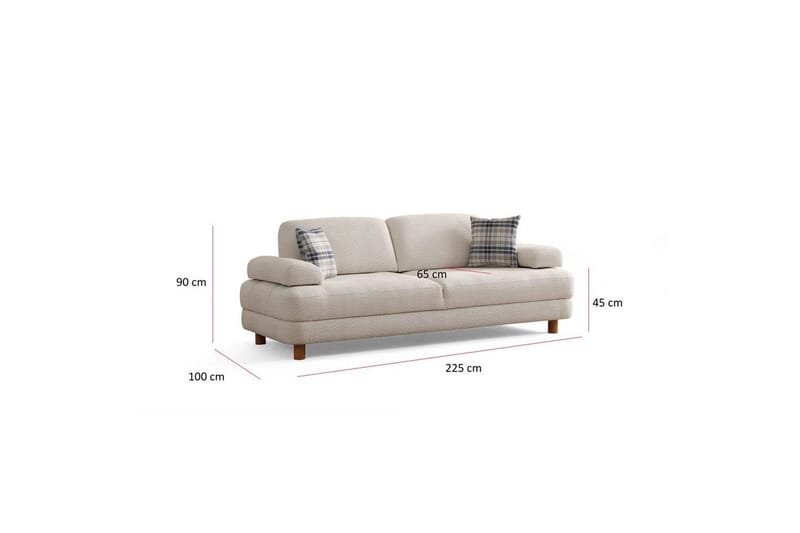Mami 3-sits Rektangulär Bäddsoffa med Förvaring 100x225 cm i Bouclé - Gräddvit - Möbler - Soffa - Bäddsoffa