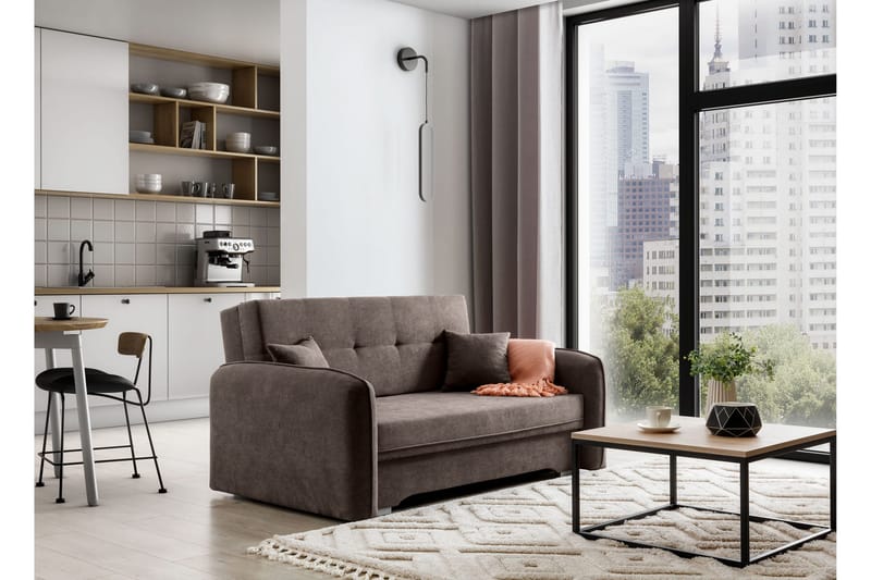 Manita Bäddsoffa med Förvaring 2-sits - Mörkbrun - Möbler - Soffa - Bäddsoffa