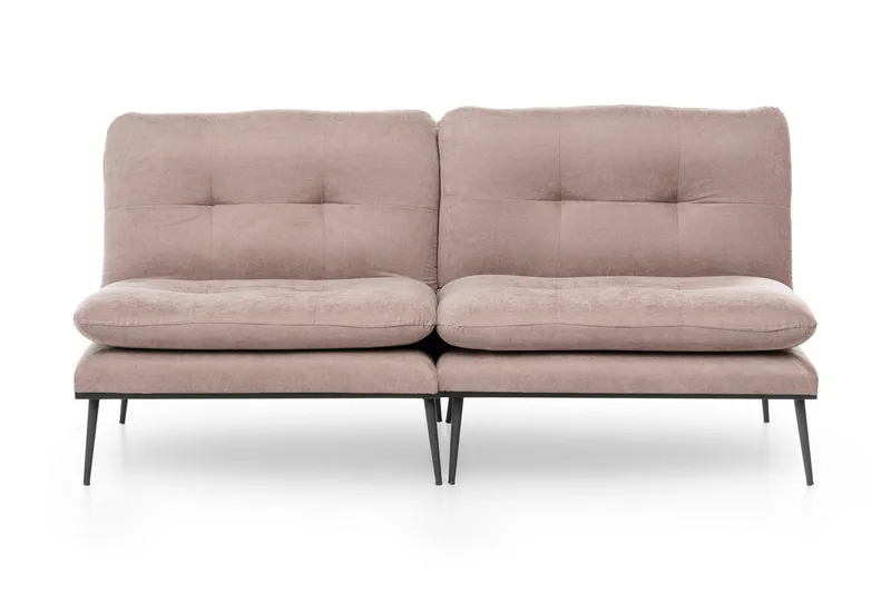 Mezonzo 3-sits Rektangulär Knappad Bäddsoffa i Sammet med Metallben, Brun