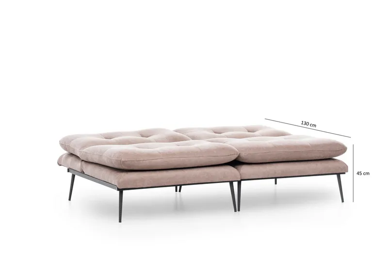 Mezonzo 3-sits Rektangulär Knappad Bäddsoffa i Sammet med Metallben - Brun - Möbler - Soffa - Bäddsoffa