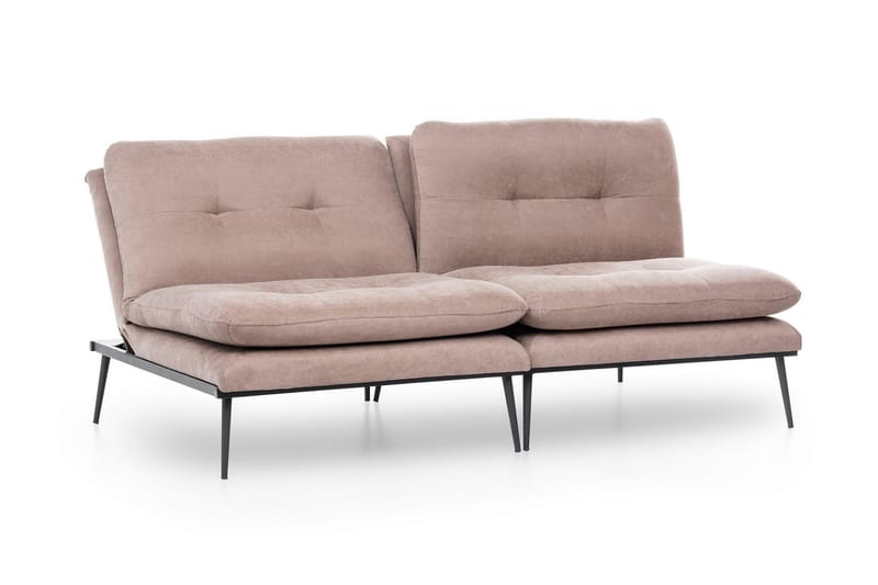 Mezonzo 3-sits Rektangulär Knappad Bäddsoffa i Sammet med Metallben - Brun - Möbler - Soffa - Bäddsoffa