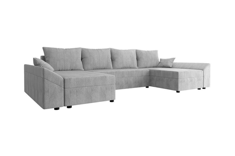 Midfeld 4-sits Hörnbäddsoffa 130x268 cm med Förvaring i Manchestertyg, Grå