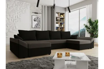 Midfeld 4-sits Hörnbäddsoffa Brown/Black - Möbler - Soffa - Bäddsoffa