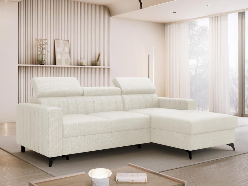 Milano 3-sits Bäddsoffa divan höger med förvaring - Beige - Möbler - Soffa - Bäddsoffa