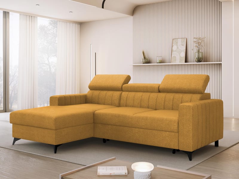 Milano 3-sits Bäddsoffa divan vänster med förvaring - gul - Möbler - Soffa - Bäddsoffa