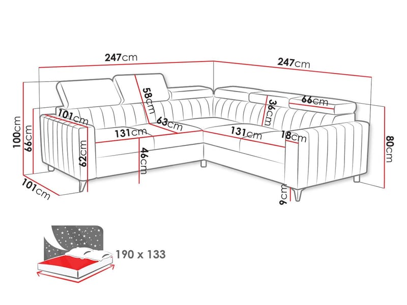 Milano 5-sits Bäddsoffa hörn med förvaring - Brun - Möbler - Soffa - Bäddsoffa
