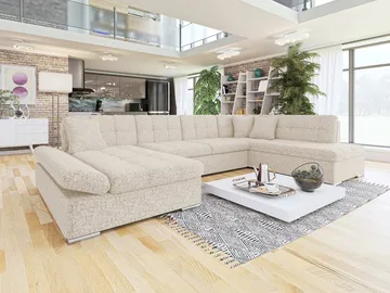 Mireo U-formad 5-sits Bäddsoffa med förvaring - beige - Möbler - Soffa - Bäddsoffa