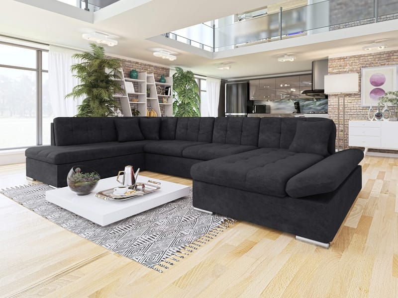 Mireo U-formad 5-sits Bäddsoffa med förvaring - svart - Möbler - Soffa - Bäddsoffa