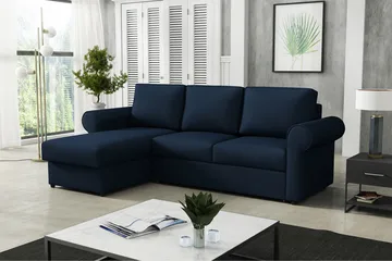 Monaco Hörnsoffa LED-belysning - Blå - Möbler - Soffa - Bäddsoffa
