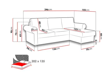 Monaco Hörnsoffa LED-belysning - Turkos - Möbler - Soffa - Bäddsoffa