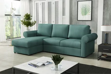 Monaco Hörnsoffa LED-belysning - Turkos - Möbler - Soffa - Bäddsoffa