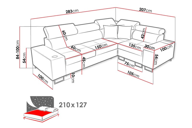 Morenia 3-sits Hörnbäddsoffa Universal - Ljusgrå - Möbler - Soffa - Bäddsoffa