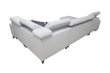 Morenia 4-sits Högervänd Bäddsoffa 127x258 cm med Förvaring i Sammet - Ljusgrå - Möbler - Soffa - Bäddsoffa