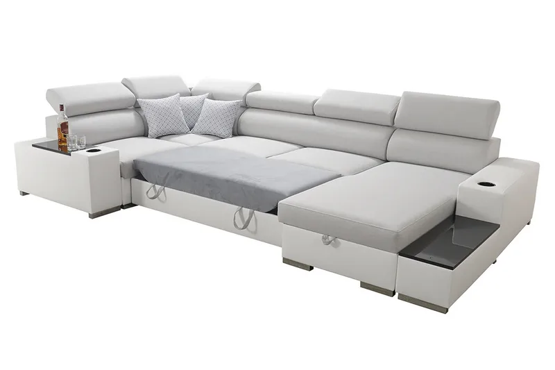 Mumtaz U-Bäddsoffa Divan Höger - Vit/Ljusgrå - Möbler - Soffa - Bäddsoffa