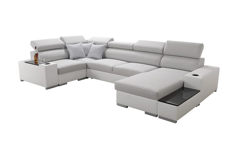 Mumtaz U-Bäddsoffa Divan Höger - Vit/Ljusgrå - Möbler - Soffa - Bäddsoffa