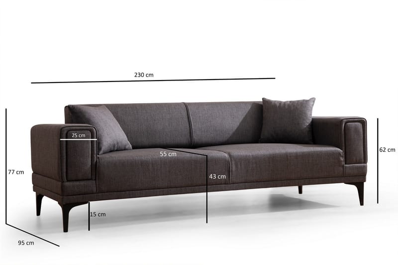 Naoko 3-sits Bäddsoffa - Mörkgrå - Möbler - Soffa - Bäddsoffa